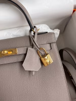 Hermes Kelly Sellier 25 Handmade Bag In Gris Asphalt Epsom Calfskin - Image 2