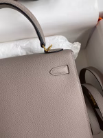 Hermes Kelly Sellier 25 Handmade Bag In Gris Asphalt Epsom Calfskin - Image 6