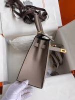 Hermes Kelly Sellier 25 Handmade Bag In Gris Asphalt Epsom Calfskin - Image 7