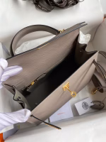 Hermes Kelly Sellier 25 Handmade Bag In Gris Asphalt Epsom Calfskin - Image 9