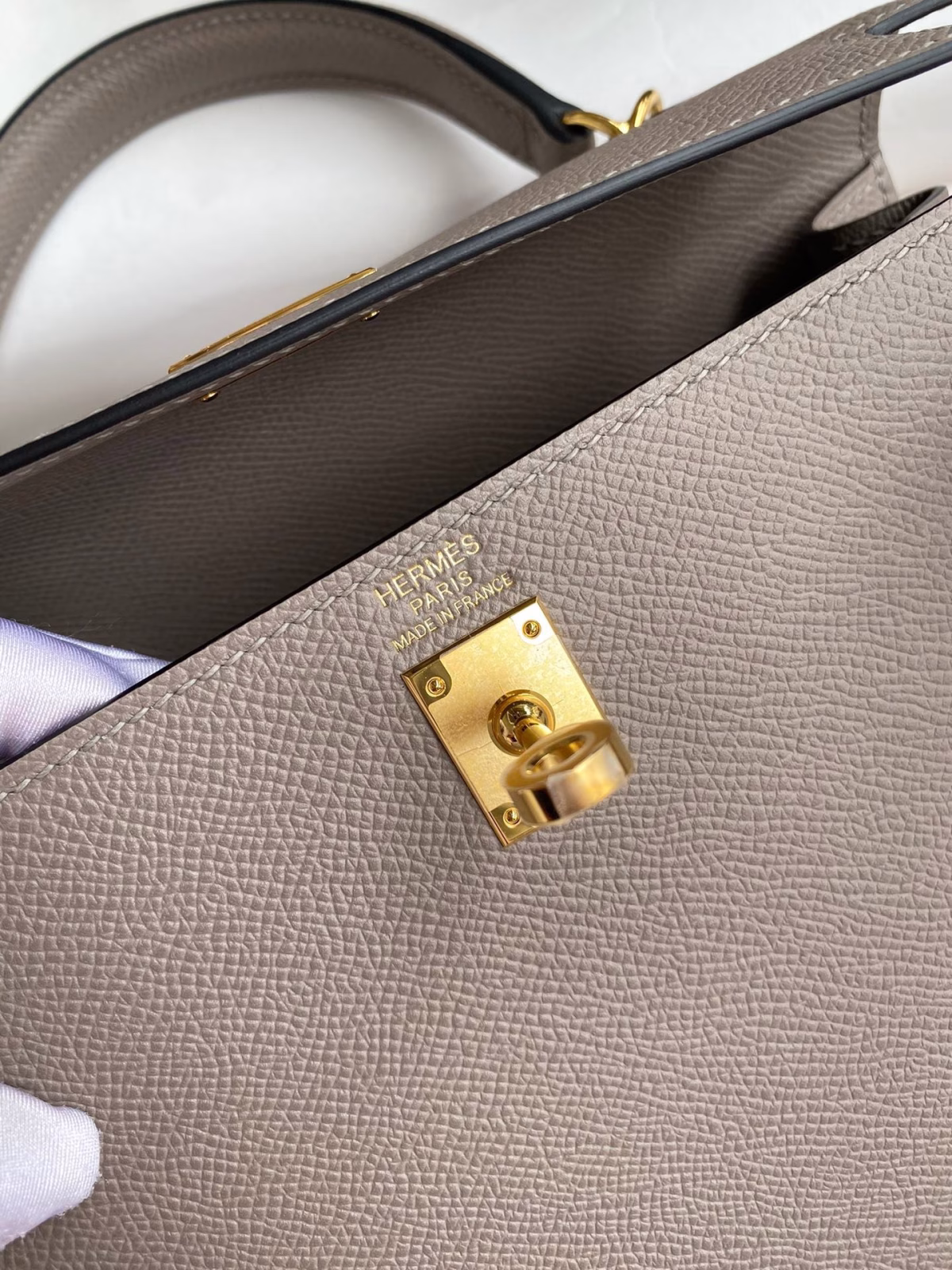 Hermes Kelly Sellier 25 Handmade Bag In Gris Asphalt Epsom Calfskin - Image 4