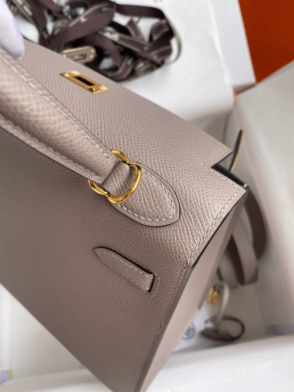 Hermes Kelly Sellier 25 Handmade Bag In Gris Asphalt Epsom Calfskin - Image 8