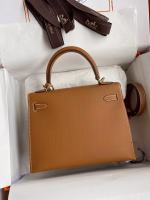 Hermes Kelly Sellier 25 Handmade Bag In Gold Epsom Calfskin - Image 2
