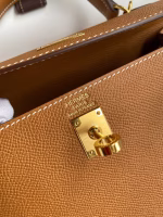 Hermes Kelly Sellier 25 Handmade Bag In Gold Epsom Calfskin - Image 6