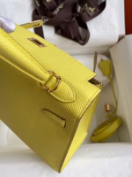 Hermes Kelly Sellier 25 Handmade Bag In Lime Epsom Calfskin - Image 9