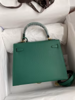 Hermes Kelly Sellier 25 Handmade Bag In Malachite Epsom Calfskin - Image 7