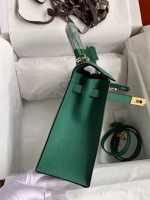 Hermes Kelly Sellier 25 Handmade Bag In Malachite Epsom Calfskin - Image 2