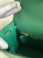 Hermes Kelly Sellier 25 Handmade Bag In Malachite Epsom Calfskin - Image 6