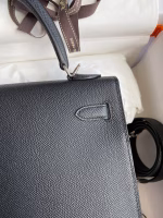 Hermes Kelly Sellier 25 Handmade Bag In Black Epsom Calfskin - Image 8