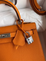 Hermes Kelly Sellier 25 Handmade Bag In Orange Epsom Calfskin - Image 7