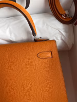 Hermes Kelly Sellier 25 Handmade Bag In Orange Epsom Calfskin - Image 8