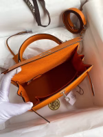 Hermes Kelly Sellier 25 Handmade Bag In Orange Epsom Calfskin - Image 3
