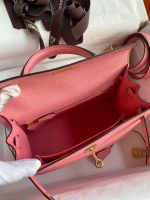 Hermes Kelly Sellier 25 Handmade Bag In Rose Confetti Epsom Calfskin - Image 6