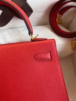 Hermes Kelly Sellier 25 Handmade Bag In Red Epsom Calfskin - Image 3