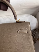 Hermes Kelly Sellier 25 Handmade Bag In Taupe Epsom Calfskin - Image 6