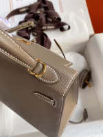 Hermes Kelly Sellier 25 Handmade Bag In Taupe Epsom Calfskin - Image 2