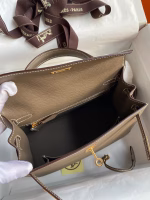 Hermes Kelly Sellier 25 Handmade Bag In Taupe Epsom Calfskin - Image 3