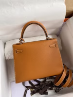 Hermes Kelly Sellier 25 Handmade Bag In Toffee Epsom Calfskin - Image 6