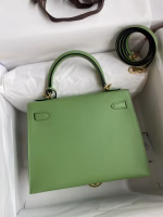 Hermes Kelly Sellier 25 Handmade Bag In Vert Criquet Epsom Calfskin - Image 2