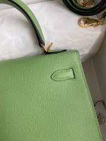 Hermes Kelly Sellier 25 Handmade Bag In Vert Criquet Epsom Calfskin - Image 9