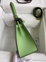Hermes Kelly Sellier 25 Handmade Bag In Vert Criquet Epsom Calfskin - Image 5