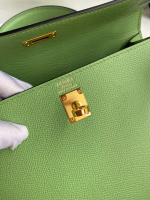 Hermes Kelly Sellier 25 Handmade Bag In Vert Criquet Epsom Calfskin - Image 8