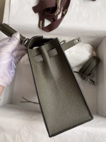 Hermes Kelly Sellier 25 Handmade Bag In Vert De Gris Epsom Calfskin - Image 9