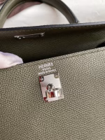 Hermes Kelly Sellier 25 Handmade Bag In Vert De Gris Epsom Calfskin - Image 8