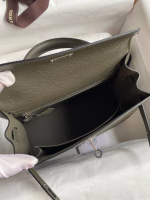 Hermes Kelly Sellier 25 Handmade Bag In Vert De Gris Epsom Calfskin - Image 7