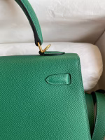 Hermes Kelly Sellier 25 Handmade Bag In Vert Vertigo Epsom Calfskin - Image 8