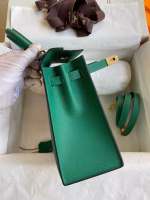 Hermes Kelly Sellier 25 Handmade Bag In Vert Vertigo Epsom Calfskin - Image 9