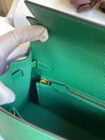 Hermes Kelly Sellier 25 Handmade Bag In Vert Vertigo Epsom Calfskin - Image 5