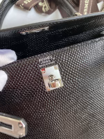 Hermes Kelly Sellier 25 Handmade Bag In Black Lizard Leather - Image 3