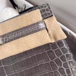 Hermes Kelly Retourne 25 Handmade Bag In Taupe Crocodile Niloticus Shiny Skin - Image 3