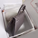 Hermes Kelly Retourne 25 Handmade Bag In Taupe Crocodile Niloticus Shiny Skin - Image 6