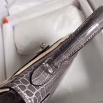 Hermes Kelly Retourne 25 Handmade Bag In Taupe Crocodile Niloticus Shiny Skin - Image 2