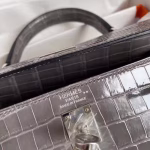 Hermes Kelly Retourne 25 Handmade Bag In Taupe Crocodile Niloticus Shiny Skin - Image 7