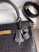 Hermes Kelly Sellier 25 Handmade Bag In Black Crocodile Niloticus Matte Skin - Image 5
