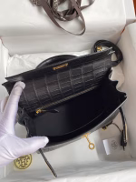 Hermes Kelly Sellier 25 Handmade Bag In Black Crocodile Niloticus Matte Skin - Image 4