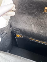 Hermes Kelly Sellier 25 Handmade Bag In Black Ostrich Leather - Image 8