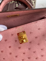 Hermes Kelly Sellier 25 Handmade Bag In Terre Cuite Ostrich Leather - Image 3