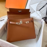 Hermes Kelly Retourne 25 Handmade Bag In Gold Swift Calfskin - Image 3