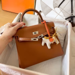 Hermes Kelly Retourne 25 Handmade Bag In Gold Swift Calfskin - Image 7