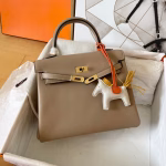 Hermes Kelly Retourne 25 Handmade Bag In Grey Swift Calfskin - Image 7