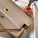 Hermes Kelly Retourne 25 Handmade Bag In Grey Swift Calfskin - Image 3