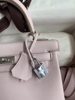 Hermes Kelly Retourne 25 Handmade Bag In Mauve Pale Swift Calfskin - Image 2