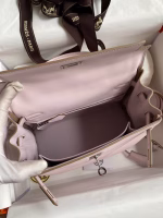 Hermes Kelly Retourne 25 Handmade Bag In Mauve Pale Swift Calfskin - Image 4
