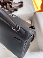 Hermes Kelly Retourne 25 Handmade Bag In Black Swift Calfskin - Image 8