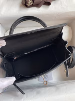 Hermes Kelly Retourne 25 Handmade Bag In Black Swift Calfskin - Image 3