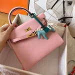 Hermes Kelly Retourne 25 Handmade Bag In Pink Swift Calfskin - Image 2